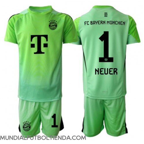 Camiseta Bayern Munich Manuel Neuer #1 Portero Primera Equipación Replica 2025-26 para niños mangas cortas (+ Pantalones cortos)